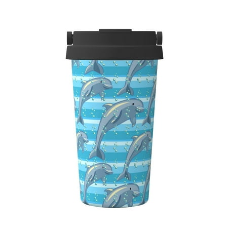 

Junzan Dolphin for Stainless Steel Vacuum Insulated Tumbler - Reusable Insulated Cold Brew Iced Coffee Cup Thermos -Gifts for Women Men Him Her