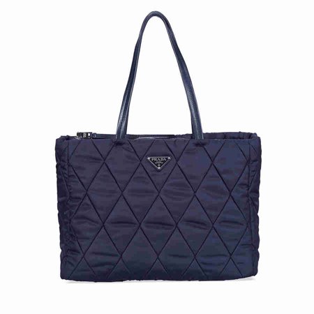 - Prada Medium Quilted Nylon Tote Bag - Navy Blue