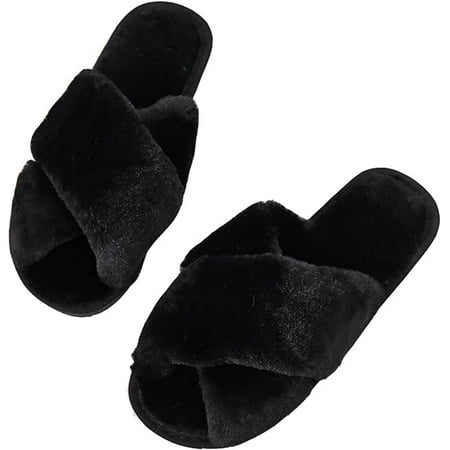 

CoCopeaunt Women s Slippers Simple Cross Slippers Leopard Slippers Plush Slippers Open Toe Home Sandals Summer Slippers