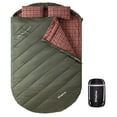 thumbnail image 2 of KingCamp Double Sleeping Bag for Adults, Queen Size 2 Person XL Flannel Sleeping Bag with 2 Pillows & Compression Sack for Camping, 17.6°F-53.6°F, Green, 2 of 10