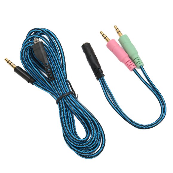 OFC Copper Wire Core Headphone Sound Cable, 2m/6.5ft Length Gold Plated Plug, Headphone Cable With Y Adapter For Arctis 3 5 7 Pro