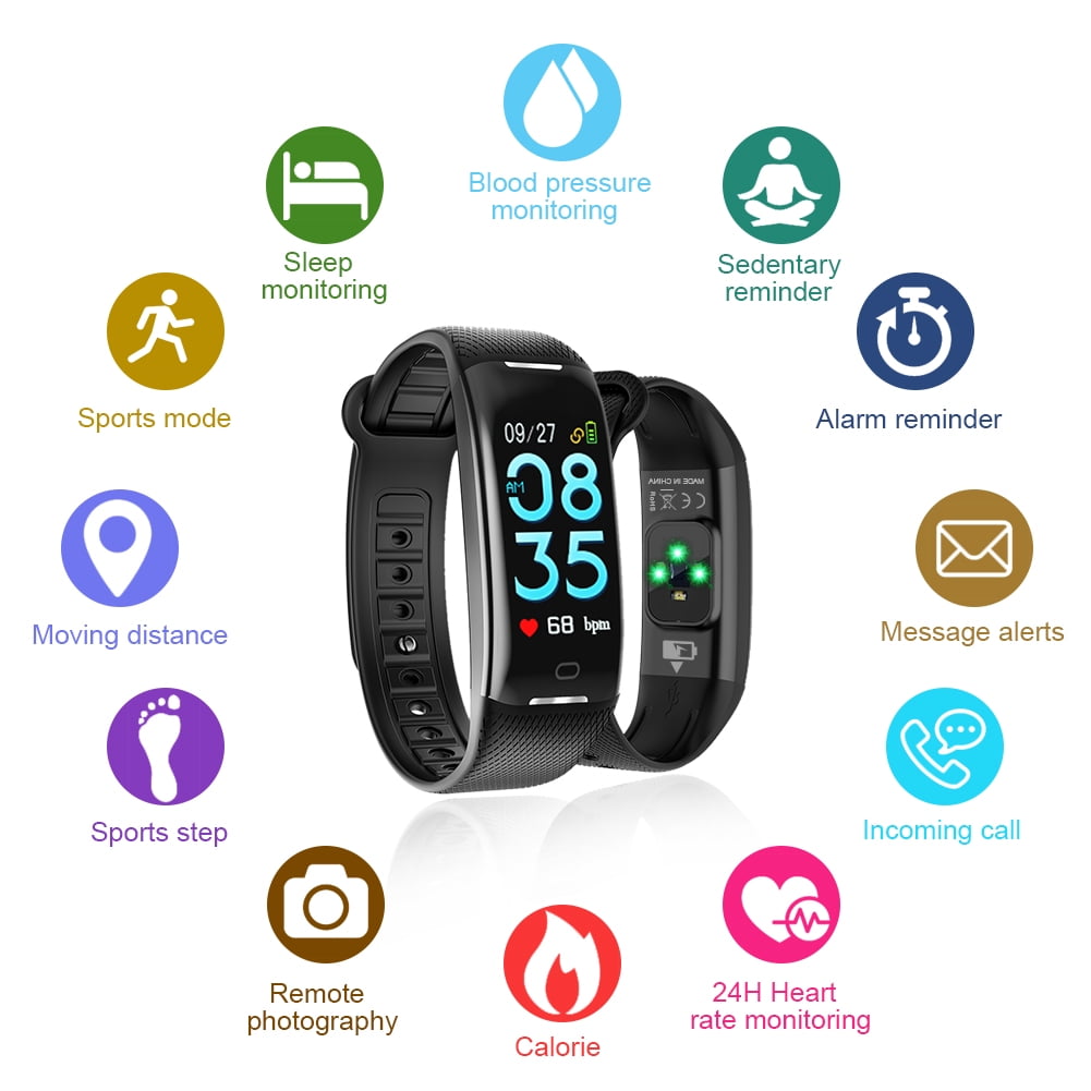 AOE Fitness Tracker with Heart Rate Blood Pressure Steps Calories Sleep Alarm Monitor Activity Tracker Waterproof Health Smart Bracelet with Call SMS Remind Pedometer Best for Kids Women Men Older