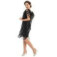 thumbnail image 4 of PrettyGuide Women's Flapper Dress Sequined Fringe 1920s Gatsby Party Cocktail Dresses Black with Accessories, X-Large, 4 of 8