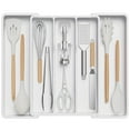 thumbnail image 6 of Utensil Organizer for Kitchen Drawers, Expandable Cooking Utensil Tray, Adjustable Cutlery Silverware Flatware Holder, Plastic Kitchen Spatula Tools and Gadgets Storage Divider, Large, White, 6 of 9