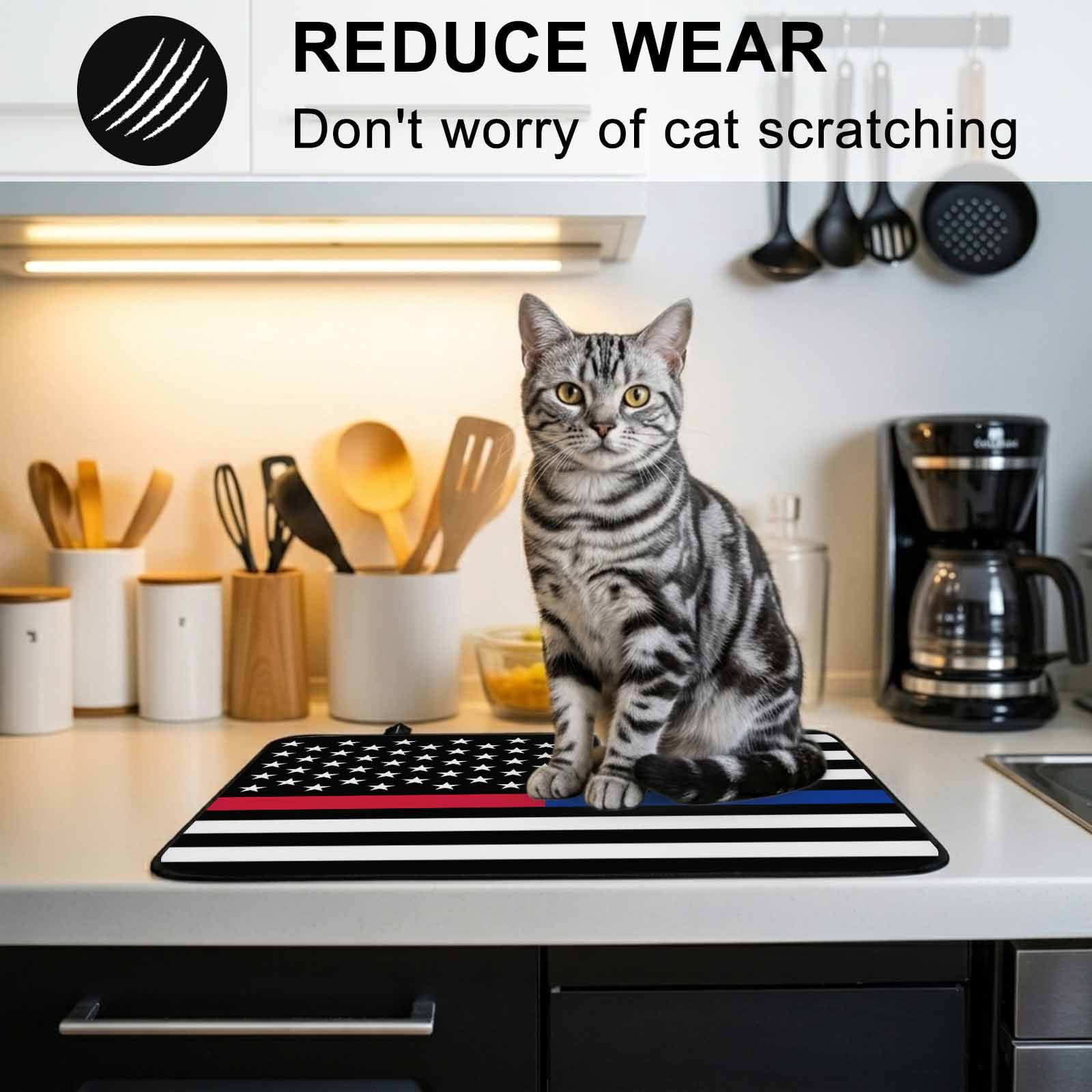 Thin Red Blue White Line Stove Top Cover for Electric Stove, Heat-proof & Non Slip Glass Top Stove Cover Protector, American Flag Star Kitchen Flat Cooktop Rubber Mat 24x21 Inches