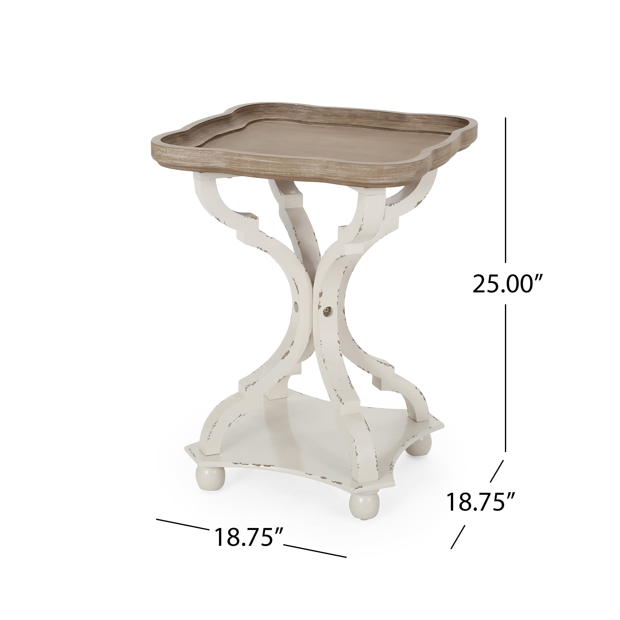 Noble House Noble House Leviathan MDF Accent Table, Distressed White, Natural