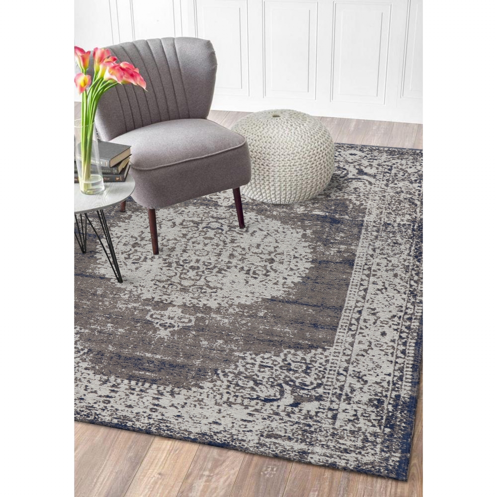 LR Home Jewel Gray 5 Ft. x 7 Ft. Medallion Distressed Area Rug