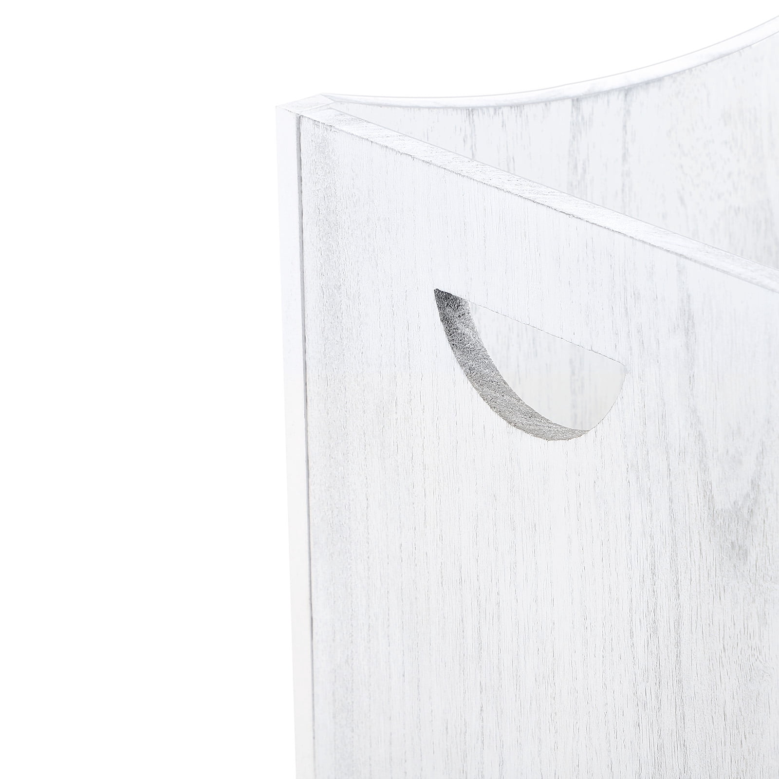 5.3 Gallon Rustic Wood Trash Can Wastebasket with Handles, White, Set of 2