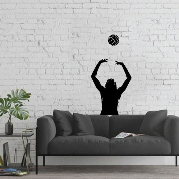 Volleyball Player Silhouette Toss Tossing Volleyball Moves Sport Vinyl Wall Sticker Art Decal Girls Boys Kid Room Design Home Gym Sport Court Home House Decor Stickers Decoration Size (10x6 inch)