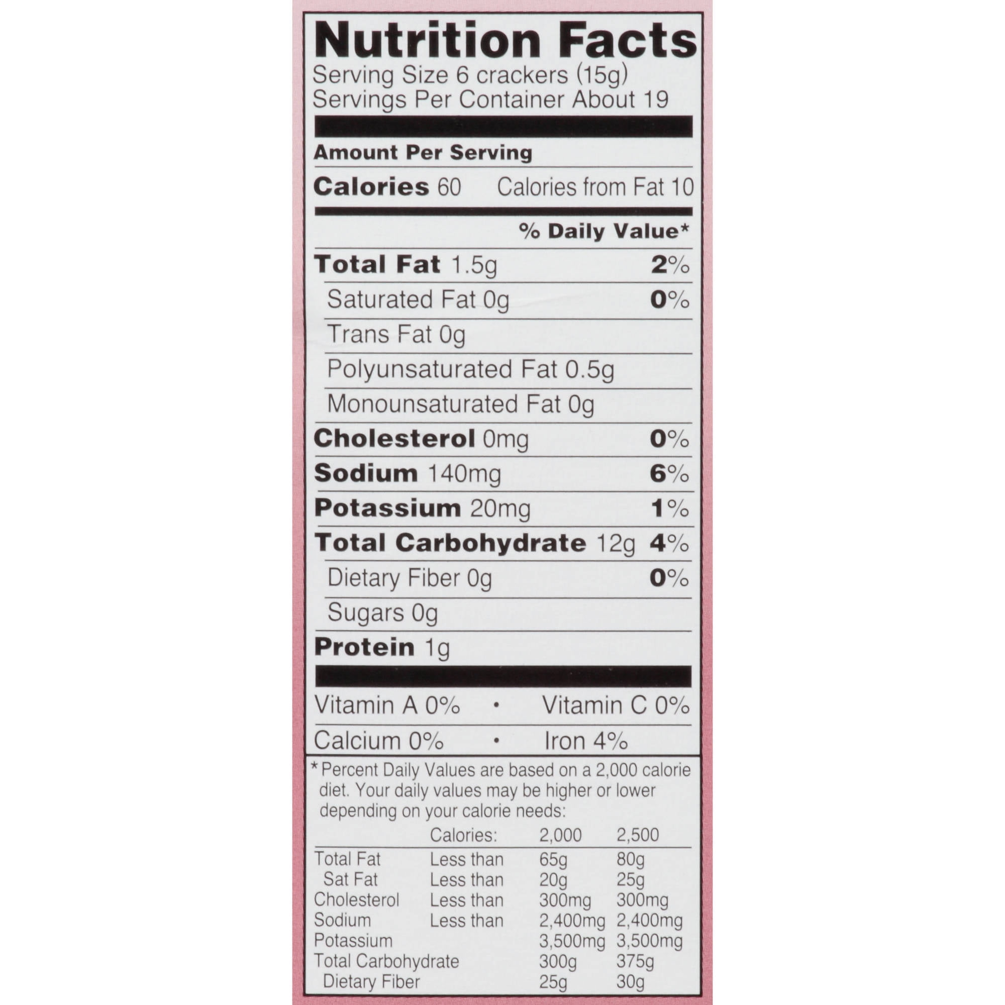 Saltine Crackers Nutrition Label Label Ideas