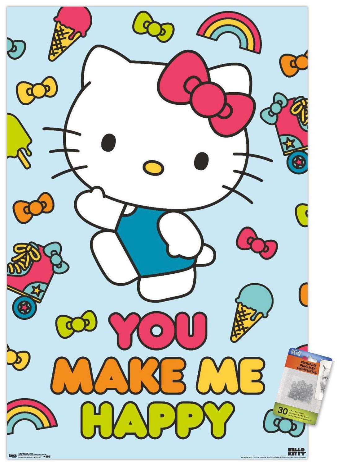 Hello Kitty - Happy Wall Poster, 22.375" x 34"