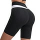 thumbnail image 4 of Pantalones cortos de mujer Minnieouse Push Cintura alta Leggings yoga elástico sin costuras Blanco y negro S, 4 of 6