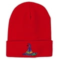 thumbnail image 5 of Witch Hat and Frog Embroidered Long Beanie - Red OSFM, 5 of 5