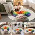thumbnail image 5 of Round Rugs 3Ft, Funny Pig Round Area Rug Washable Indoor Throw Carpet, Rainbow Abstract Animals Small Non Slip Circle Rug for Bedroom Living Room Home Decor Aesthetic, 5 of 8