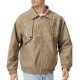 thumbnail image 3 of Zpzdpjkx Mens PU Leather Bomber Jacket Lapel Collar Multi Zipper Pockets Soft Texture Daily Street Fashion Casual Lightweight City Skate Vacation Jackets for Men, 3 of 5