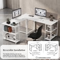 thumbnail image 6 of 47" Reversible L Shape Desk with Power Outlets & Adjustable Storage Shelves, Corner Computer Desk for Home Office Gaming,White, 6 of 9