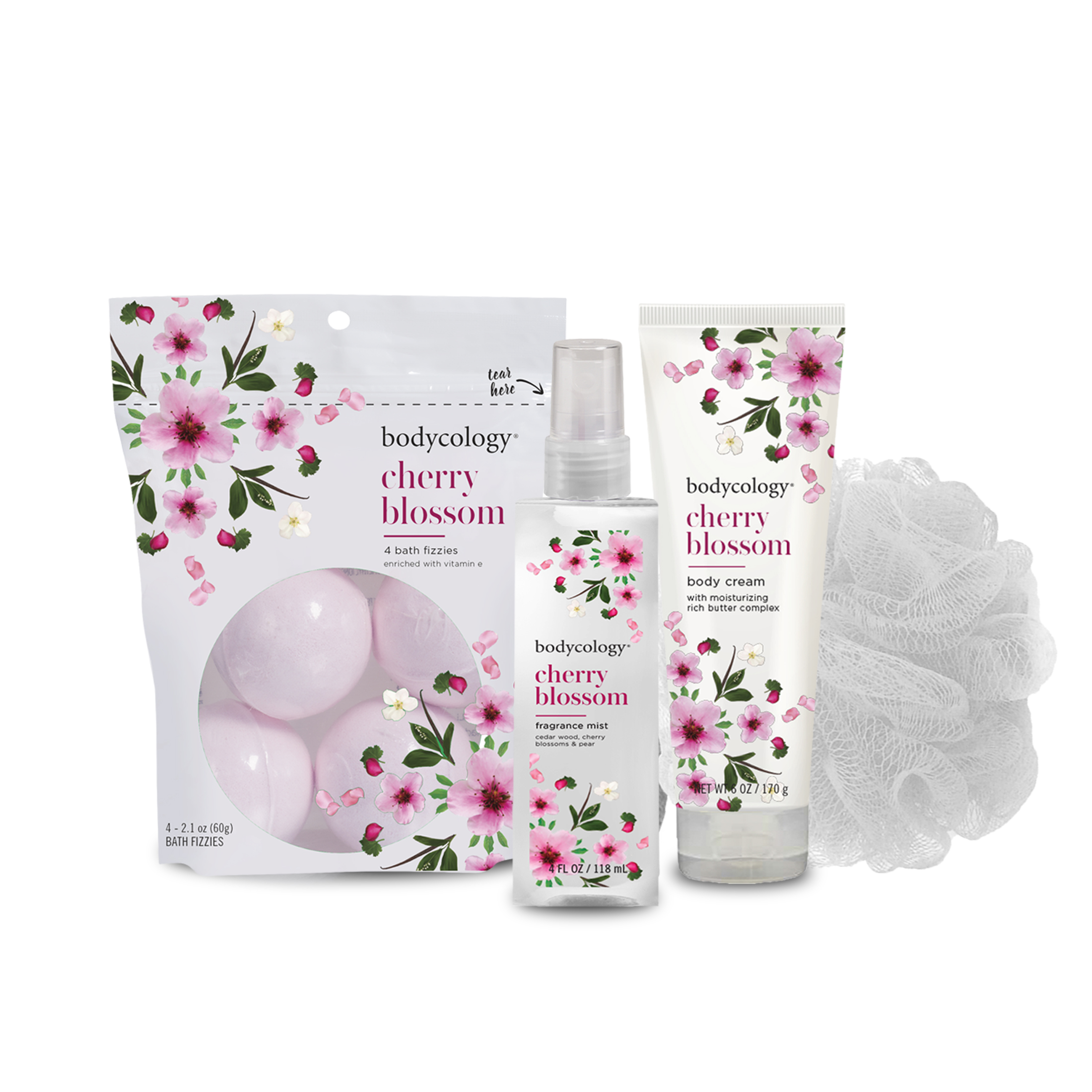 Bodycology Cherry Blossom Relaxed Robe Bath & Body Gift Set, 5 PC - image 3 of 6