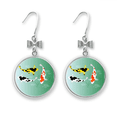 thumbnail image 1 of Taditional Chinese Fish Gathering Bow Earrings Drop Stud Pierced Hook, 1 of 3