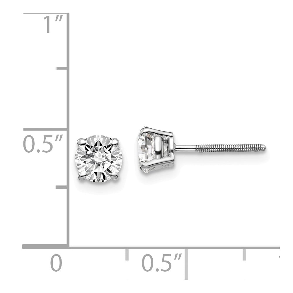 Real 14ktw 1.00ct SI3 G-I Diamond Stud Thread on/off Post Earrings; for Adults and Teens; for Women and Men