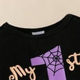 thumbnail image 5 of CONFREE Toddler Baby Girl Halloween Outfits Long Sleeve Cute Ghost Print Bodysuit Shorts With Hairband 4Pcs Hallowmas Outfit Set Fall Clothing Set, 5 of 9