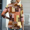 thumbnail image 4 of T-shirts pour Femmes Tendance Manches 3/4 Tee-Shirts Col Rond Blouses Décontractées Imprimé Floral Chandail Tops, 4 of 4