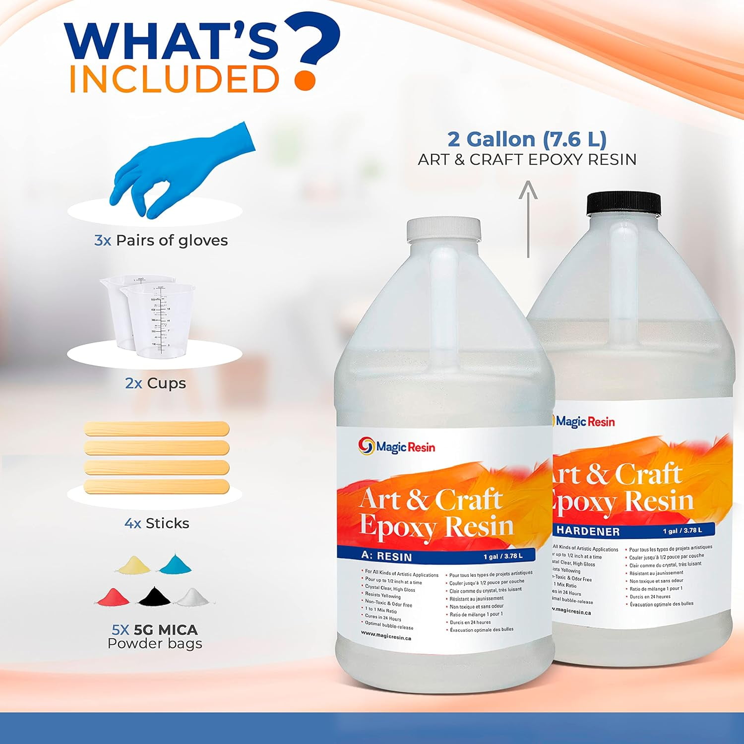 Epoxy Resin Kit for Art & Craft | 2 Gallon(256oz) | Odorless | Crystal Clear Epoxy Resin | Jewelry, Earrings, Coasters, Casting, Molding, Crafting & More | Includes Many Accessories