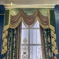 thumbnail image 2 of Olive Green Chocolate Brown Embroidery Stitching Velvet Gilt Curtains for Living Room Bedroom French Window Villa Customized, 2 of 5