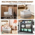 thumbnail image 4 of Large Blanket Basket, 22"x12"x17"(75L) Rectangle Woven Baskets for Storage, Cotton Rope Basket for Living Room, Toy Basket with Handle, Basket for Organizing(Gradient Brown), 4 of 7