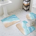 thumbnail image 3 of Summer Beaches Bathroom Rugs Set Gradient Blue Ocean Casual Sea Coastal Non Slip Absorbent Soft Bath Mats 3 Piece Set with Bathroom Rug, U-Shaped Floor Mat, Toilet Seat Cover Small Size, 3 of 9