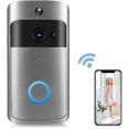 thumbnail image 1 of Timbre inalámbrico con cámara inteligente, timbre de video inalámbrico WiFi con detector de movimiento, cámara de seguridad WiFi de 2,4 GHz con resolución 1280, duración de la batería de 6 meses JFHHH pequeña, 1 of 5