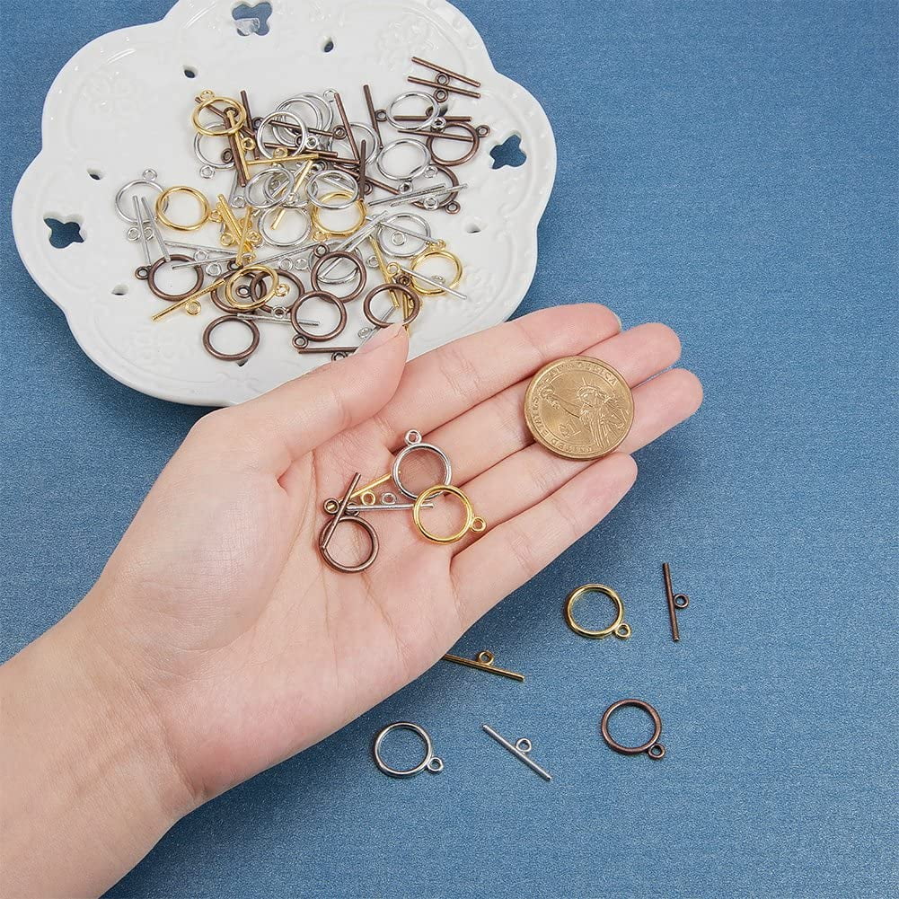  10Sets Tibetan Antique Gold Round Toggle Clasps Connectors Hooks  C100 DIY Crafting by Wholesale Charms