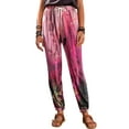 thumbnail image 3 of QAFOPEH Women Tie Dye Print Drawstring Stretchy Harem Pants, 3 of 6