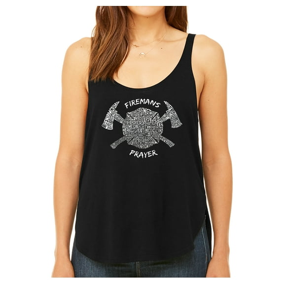 LA Pop Art Women's Premium Word Art Flowy Tank Top - FIREMAN'S PRAYER