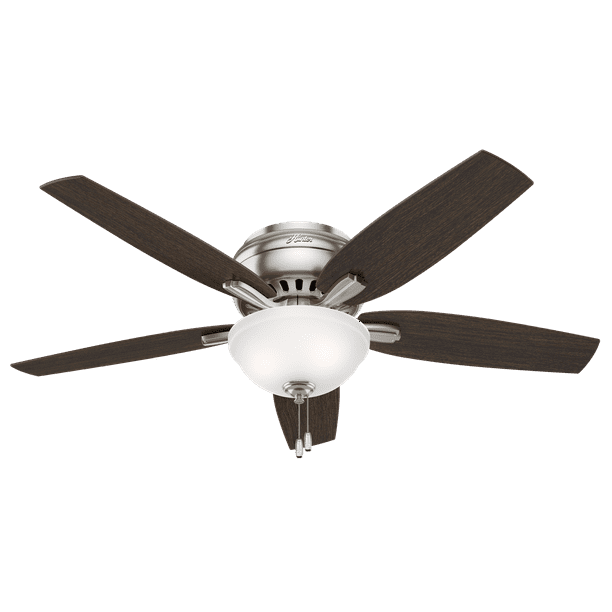 52 Hunter Newsome Low Profile Bowl, Brushed Nickel Ceiling Fan Low Profile