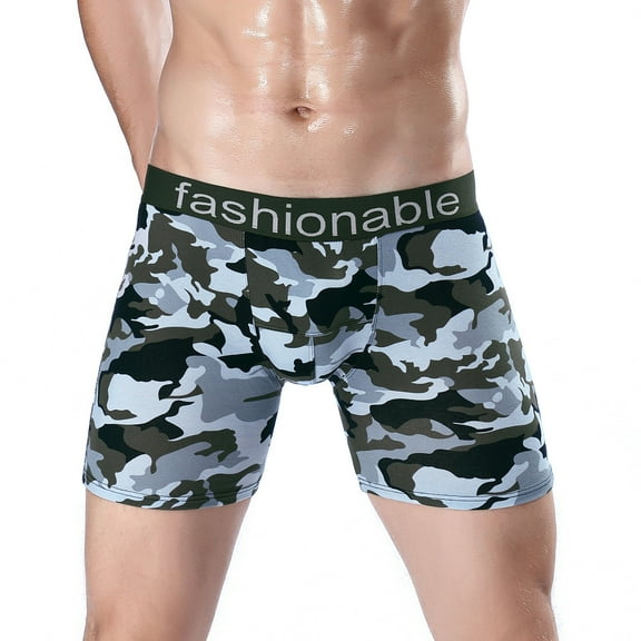 Naughtyhood Silk Underwear for Men Men's Cotton Camouflage Printed Briefs Breathable Sexy Briefs Long style Comfy Panties the Perfect Gift for Men Pretty Panties for Men