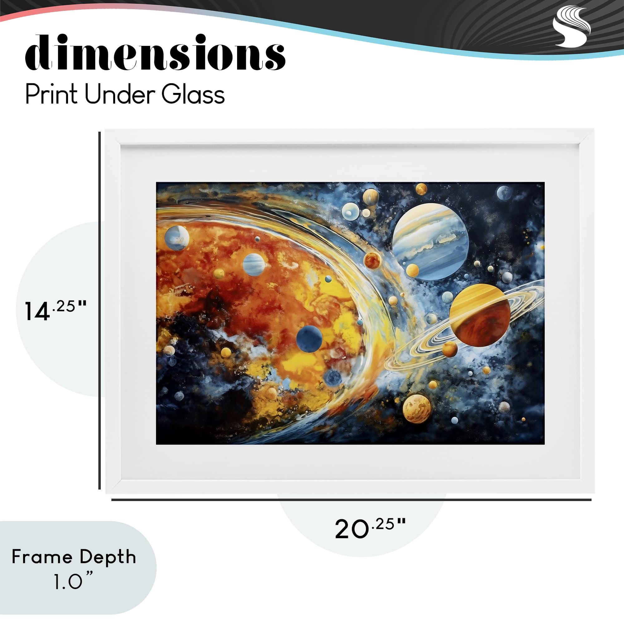 Stupell Industries Space Whirl Planets White Framed Print Under Glass, design by Ray Powers