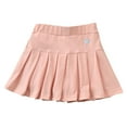 thumbnail image 2 of Girls' Elastic Waist Small Heart Embroidered Printed Pleated Girls' Summer Denim Skirt - Elastic Waist Printed Short Skirt with Lining, Ages 3-13, 2 of 4