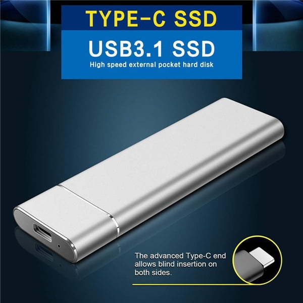 External Hard Drive 1TB 2TB Type C USB 3.1 Portable External Hard Drive External HDD Compatible for Mac Laptop and PC 2TB-A Silver 