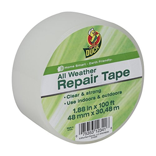 1.88-Inch x 100-Feet-1 Roll Duck Brand All Weather Indoor/Outdoor Repair Tape Clear 