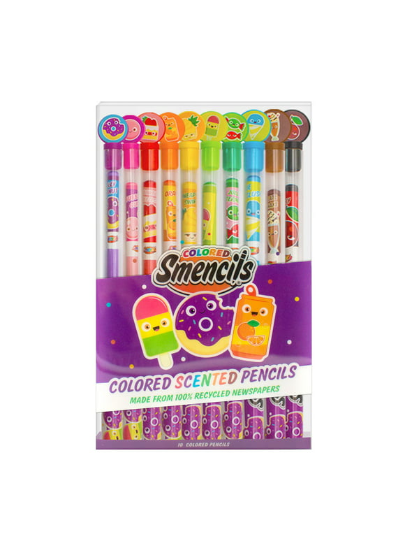 Colored Smencils - Gourmet Scented Colored Pencils made from Recycled Newspapers, 10 Count, Gifts for Kids, School Supplies, Classroom Rewards