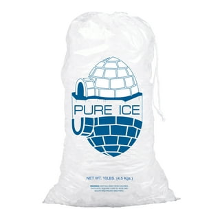 Party Bargains Plastic Ice Bags 8 lb - 50 Count 11 x 19 inch Drawstring Closure Durable Ice-bag Storage 8 lb 50 Bags