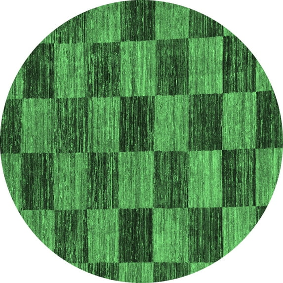 Ahgly Company Indoor Round Abstract Emerald Green Modern Area Rugs, 7' Round