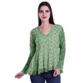 thumbnail image 2 of Moomaya Empire Waist Top Printed Dress V-Neck Full Sleeve Tunic Peplum Top For Women, 2 of 6
