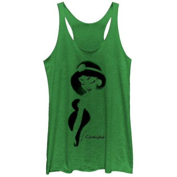 Women's Aladdin Jasmine Graffiti Print Racerback Tank Top Envy Green X Large