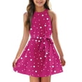 thumbnail image 3 of Girls Summer Sundress Sleeveless Polka Dot Summer Dress with Belt Casual Cute Sundress for Kids Ages 4 to 12 ,Sie:110, 3 of 6