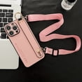 thumbnail image 5 of Luxury Litchi Leather Wrist Strap Stand Phone Cases For iPhone 15 14 Pro Max 13 12 Mini XS XR 7 8 Plus Necklace Crossbody Cover, 5 of 5