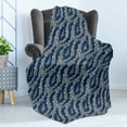 thumbnail image 4 of Abstract Soft Flannel Fleece Blanket, Bubbly Elements Bicolour Design Irregular Spots Stream Illustration, Cozy Plush for Indoor and Outdoor Use, 60" x 80", Night Blue and Champagne, by Ambesonne, 4 of 5