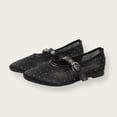 thumbnail image 2 of Gpaecead Women's Rhinestone Mesh Breathable Flats Closed Toe Thin Strap Buckle Versatile Glam Summer Shoes, Black, 2 of 7