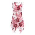 thumbnail image 4 of HELLHERO Pink Tropical Hibiscus Print Casual Midi Dress, Breathable Ladies Irregular Hem Casual Dress Irregular Hem Design Side Pockets Summer Sleeveless Dress, 4 of 8