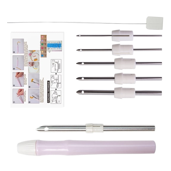 Adjustable Punch Needle Tool with 6 Head Ergonomic Grip for Embroidery Craft
